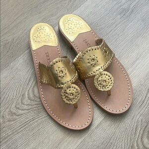 Jack Rogers Gold Leather Women's Sandals